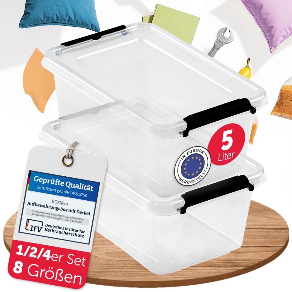 AUFBEWAHRUNGSBOXEN OLLE mit Deckel - Stapelbar &amp; Robust - BPA - Frei &amp; Lebensmittelecht - 