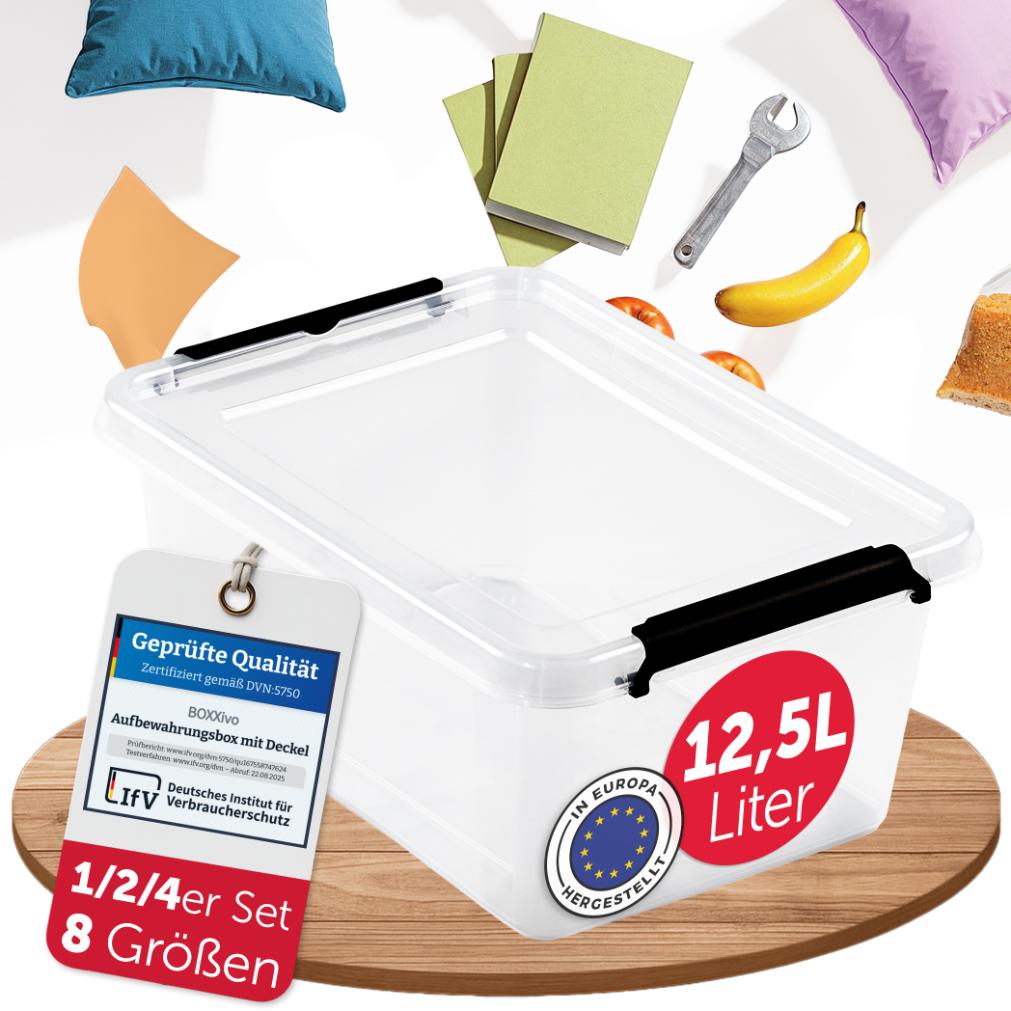 AUFBEWAHRUNGSBOXEN OLLE mit Deckel - Stapelbar &amp; Robust - BPA - Frei &amp; Lebensmittelecht - 