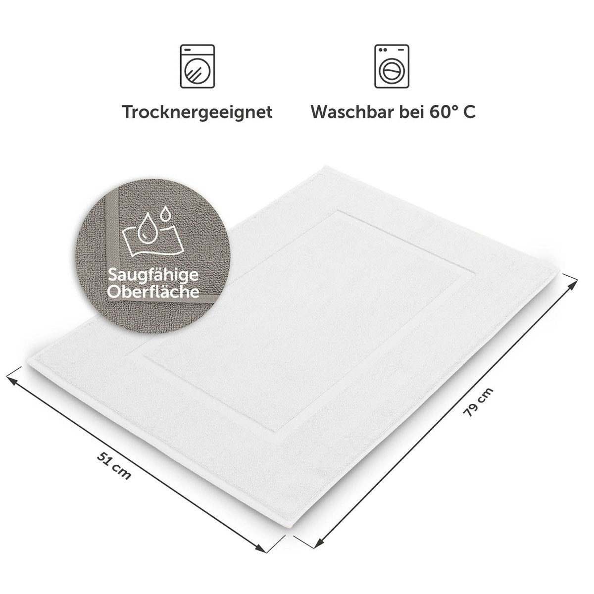 Badvorleger Terry 50x80 cm im 2er Set - 100% Baumwolle-