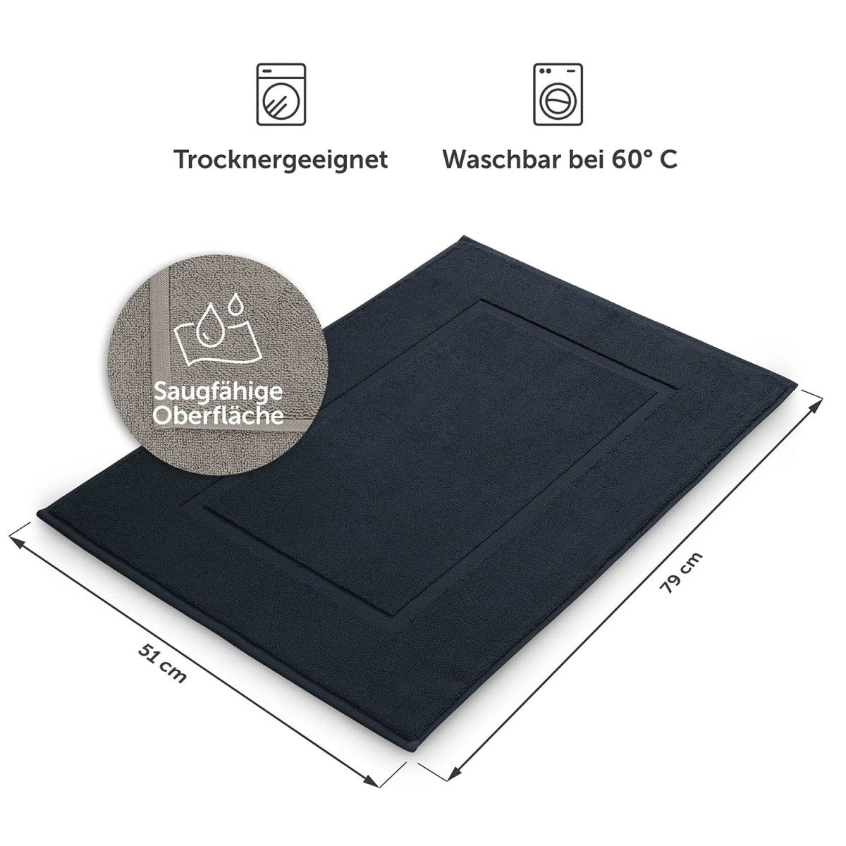 Badvorleger Terry 50x80 cm im 2er Set - 100% Baumwolle-