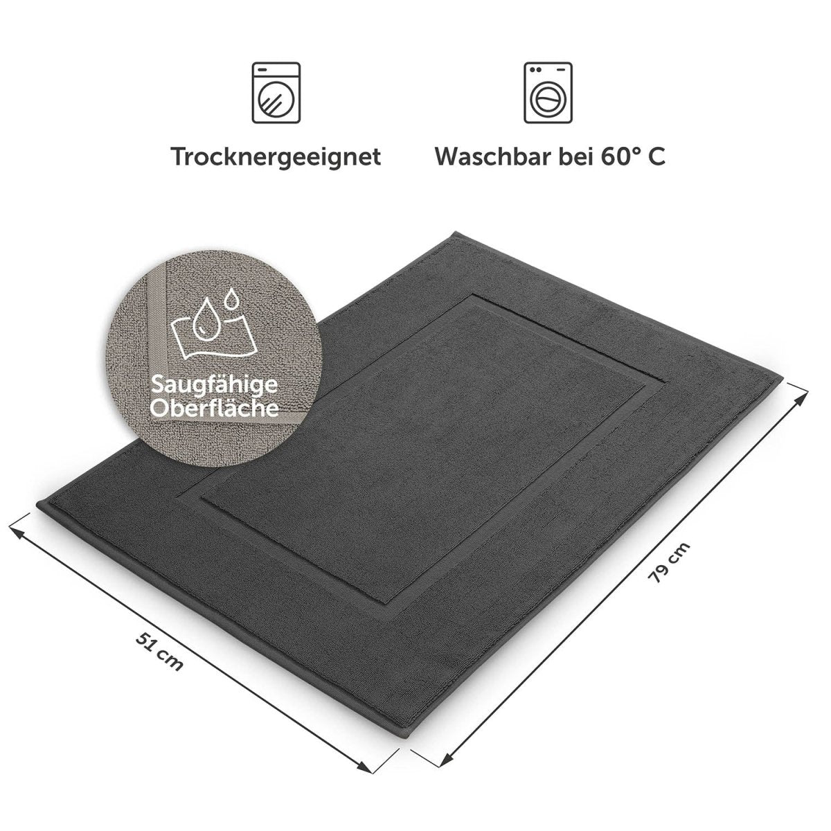 Badvorleger Terry 50x80 cm im 2er Set - 100% Baumwolle-