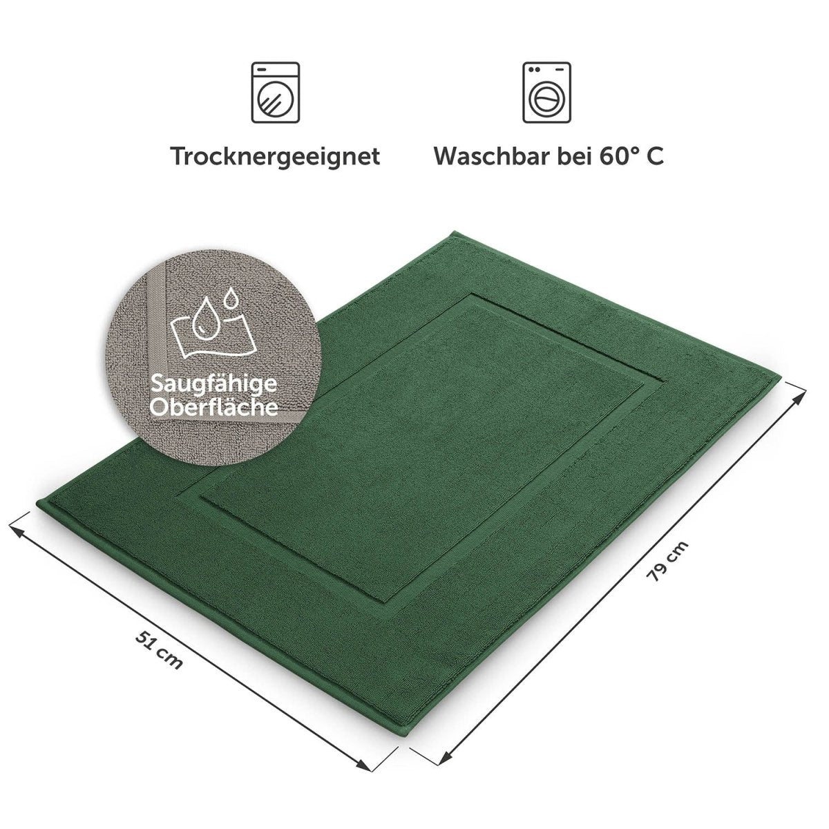 Badvorleger Terry 50x80 cm im 2er Set - 100% Baumwolle-