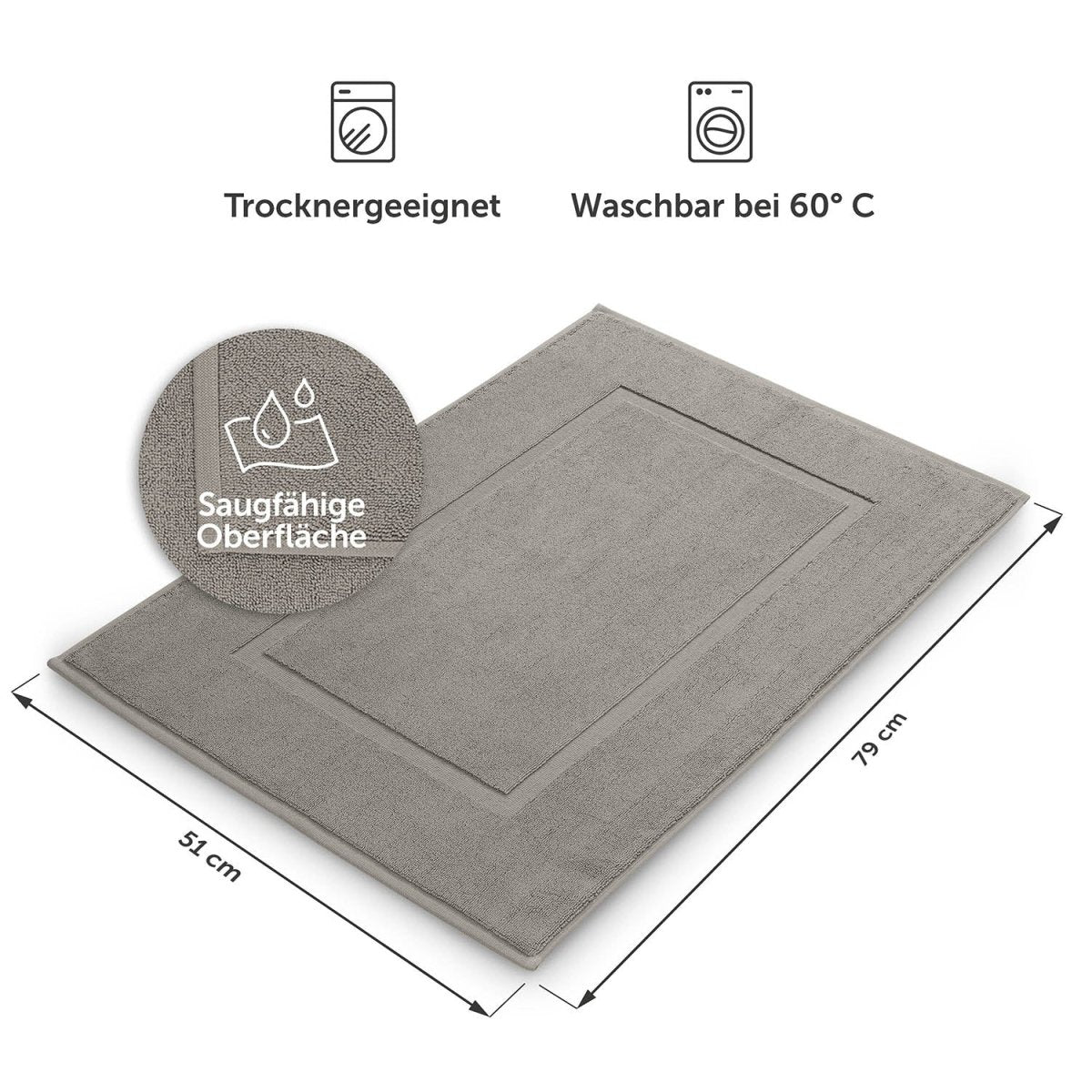 Badvorleger Terry 50x80 cm im 2er Set - 100% Baumwolle-