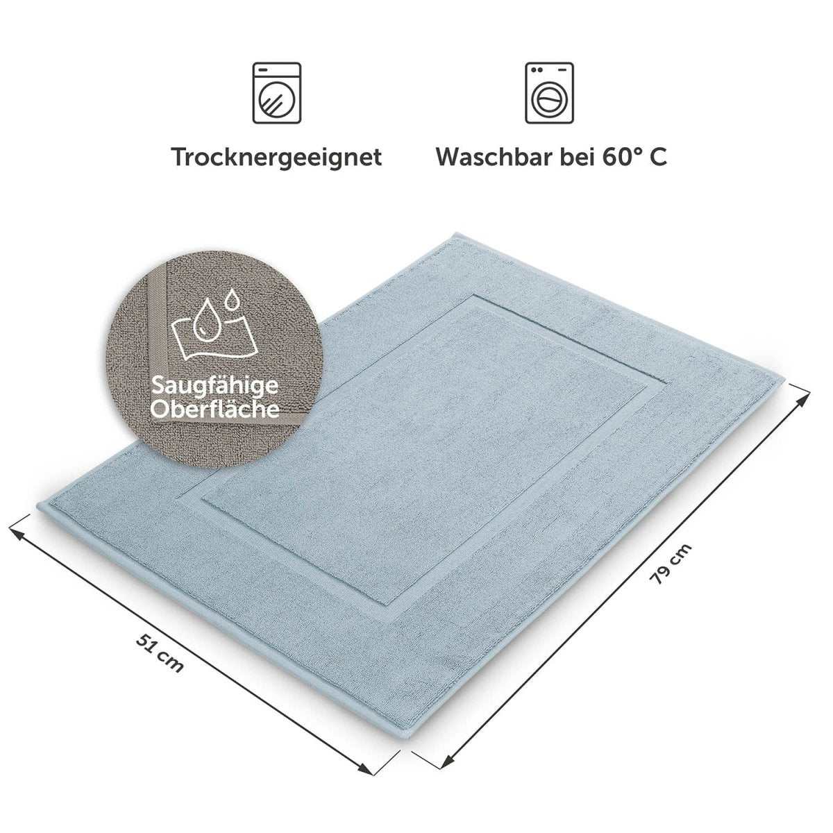 Badvorleger Terry 50x80 cm im 2er Set - 100% Baumwolle-