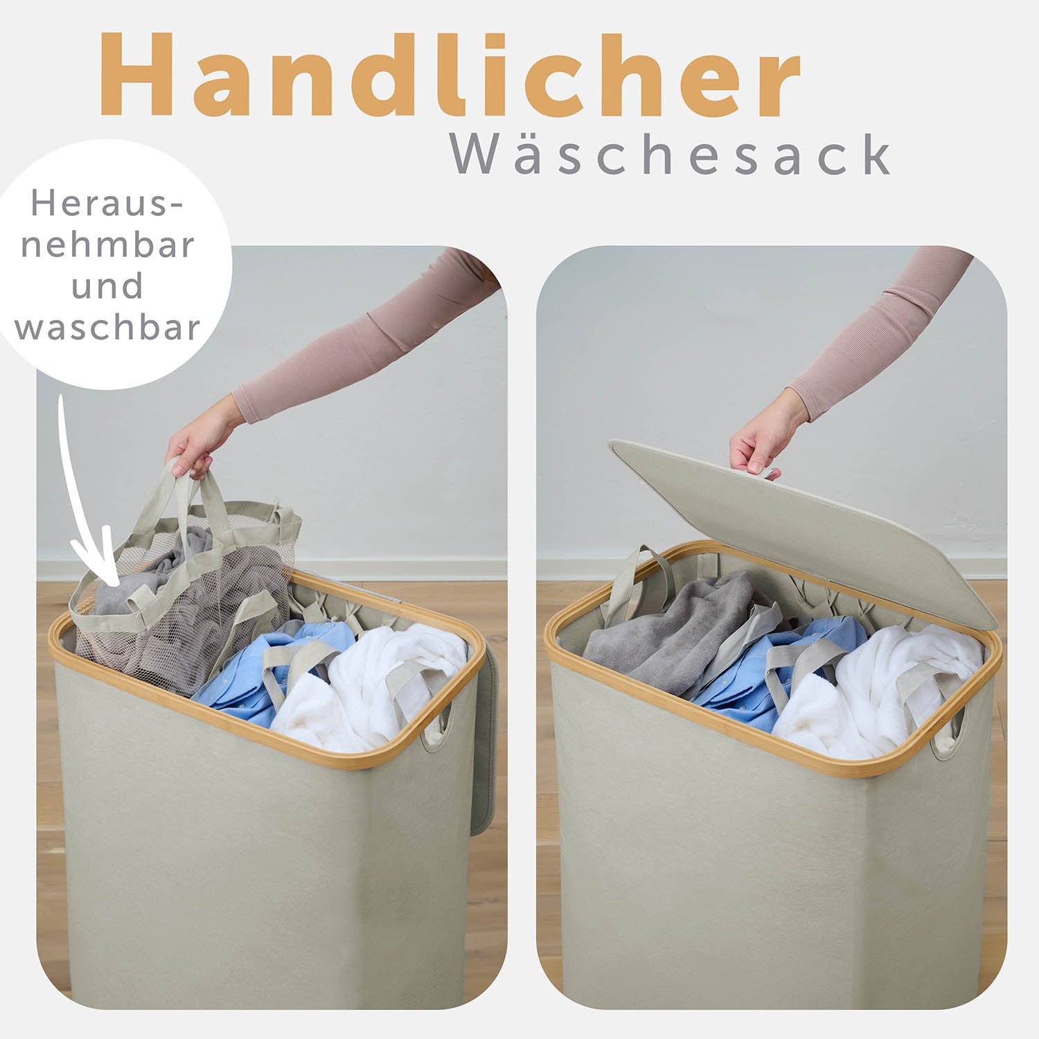 WÄSCHEKORB mit herausnehmbaren Wäschesack