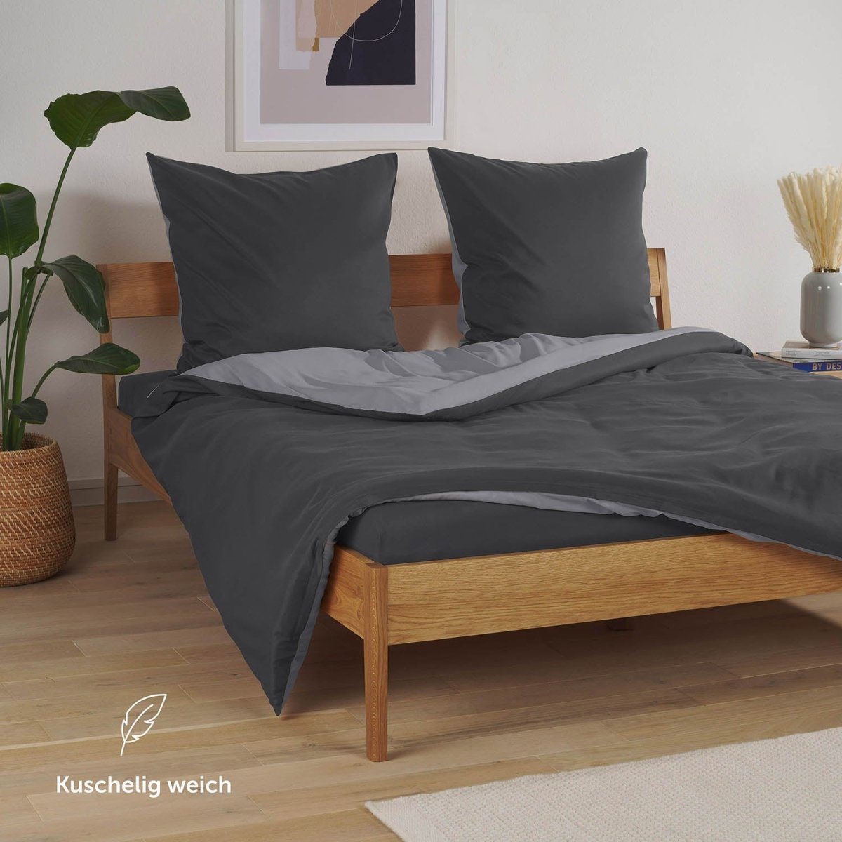 BETTBEZUG Ebba - mit Wendedesign &amp; Kissenbezug, Oeko - Tex Zertifiziert - 