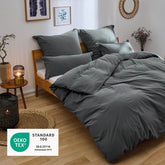 BETTBEZUG Iven - 100% Baumwolle - Leinen Optik - 