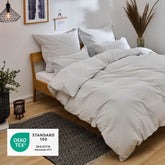 BETTBEZUG Iven - 100% Baumwolle - Leinen Optik - 