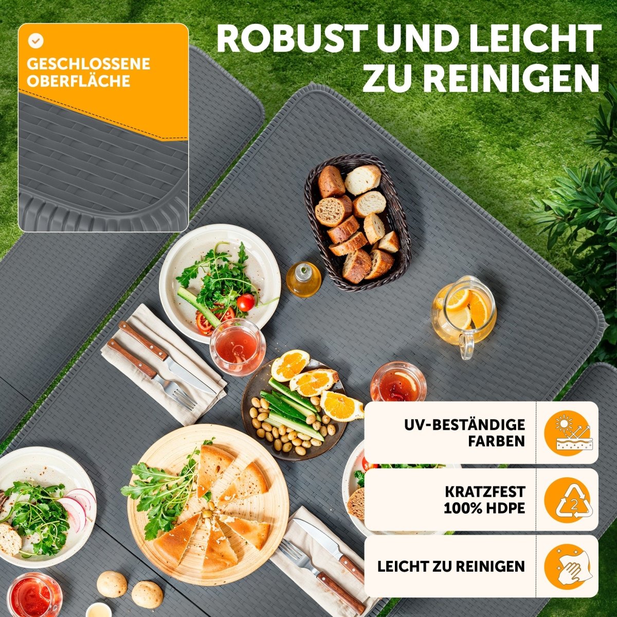 BIERZELTGARNITUR 3er Set - Klappbar für 8 Personen - 2X Bierbank + 1x Biertisch - 
