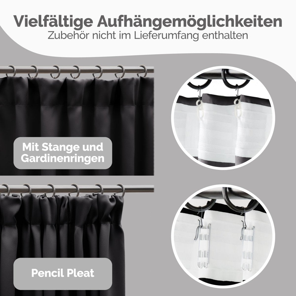 Blumtal VERDUNKELUNGSVORHÄNGE mit Kräuselband-
