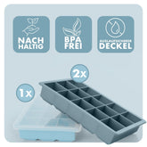 EISWÜRFELFORMEN SILIKON mit Deckel - 3er Set - 