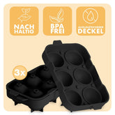 EISWÜRFELFORMEN SILIKON mit Deckel - 3er Set - 