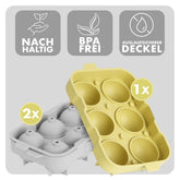 EISWÜRFELFORMEN SILIKON mit Deckel - 3er Set - 