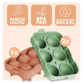 EISWÜRFELFORMEN SILIKON mit Deckel - 3er Set - 
