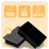 EISWÜRFELFORMEN SILIKON mit Deckel - 3er Set - 