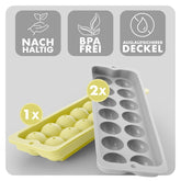EISWÜRFELFORMEN SILIKON mit Deckel - 3er Set - 