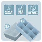 EISWÜRFELFORMEN SILIKON mit Deckel - 3er Set - 
