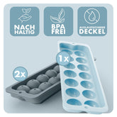 EISWÜRFELFORMEN SILIKON mit Deckel - 3er Set - 