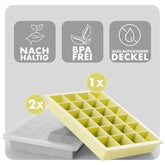 EISWÜRFELFORMEN SILIKON mit Deckel - 3er Set - 