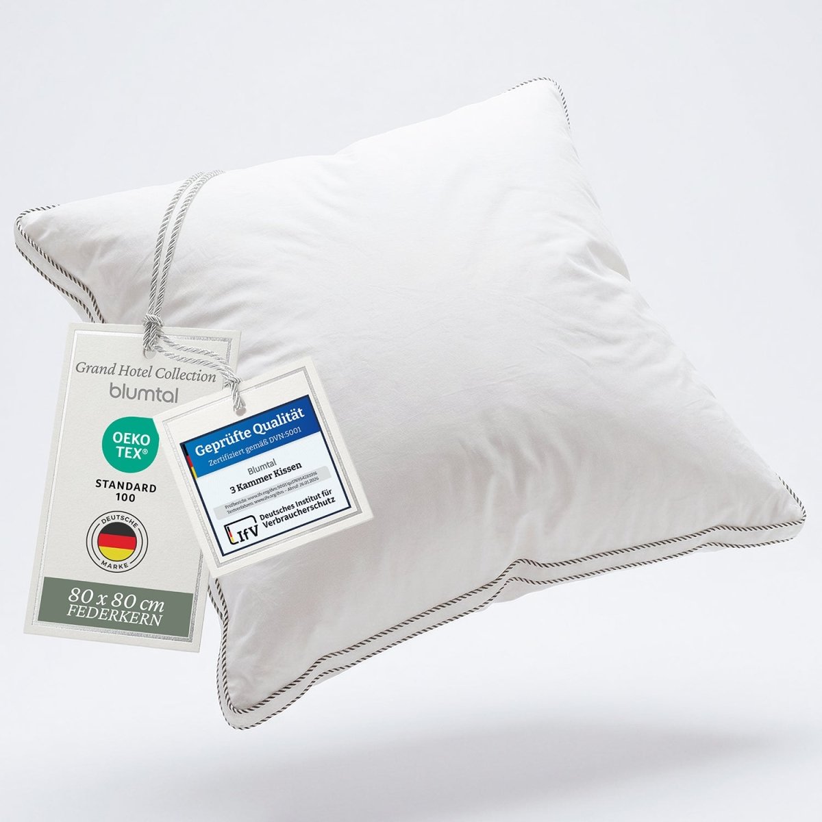 FEDERKISSEN LILLABO mit 3 - Kammer - Füllung + Bezug 100% Baumwolle - 