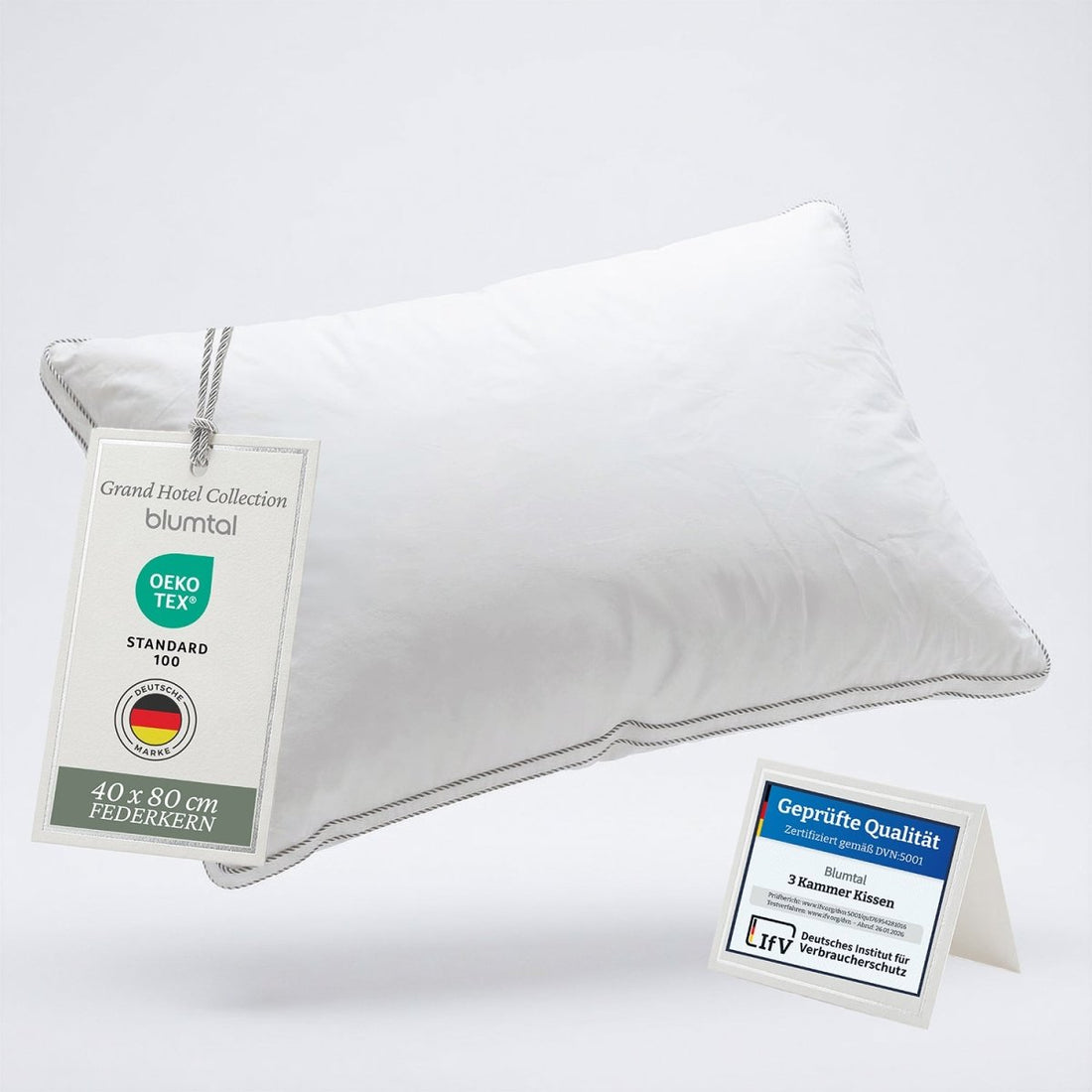 FEDERKISSEN LILLABO mit 3 - Kammer - Füllung + Bezug 100% Baumwolle - 