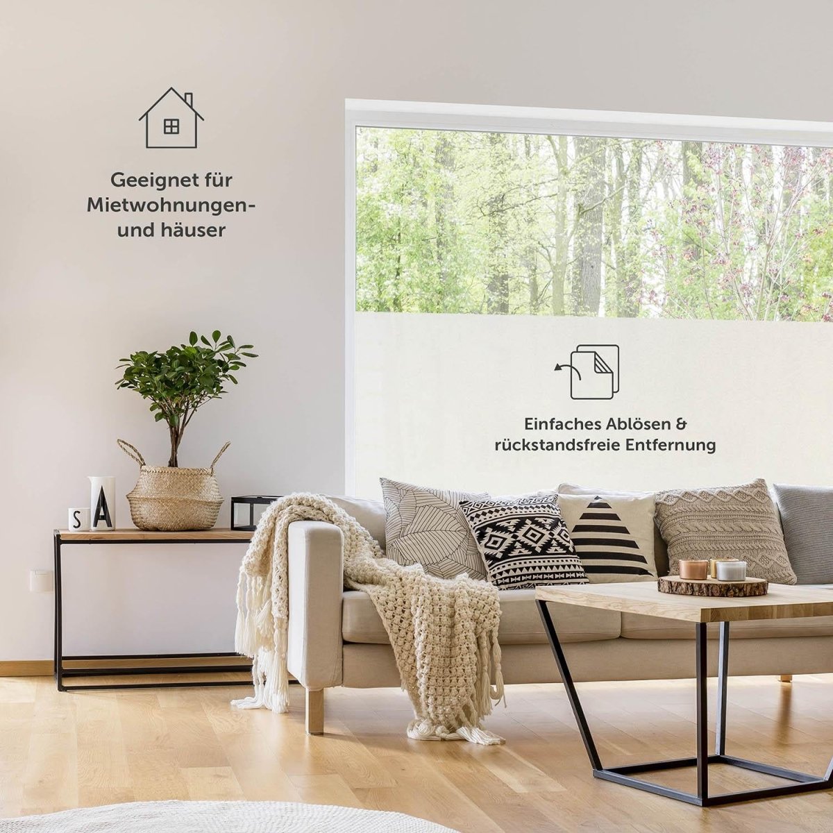 FENSTERFOLIE Strandmon mit Milchglas - Effekt - 