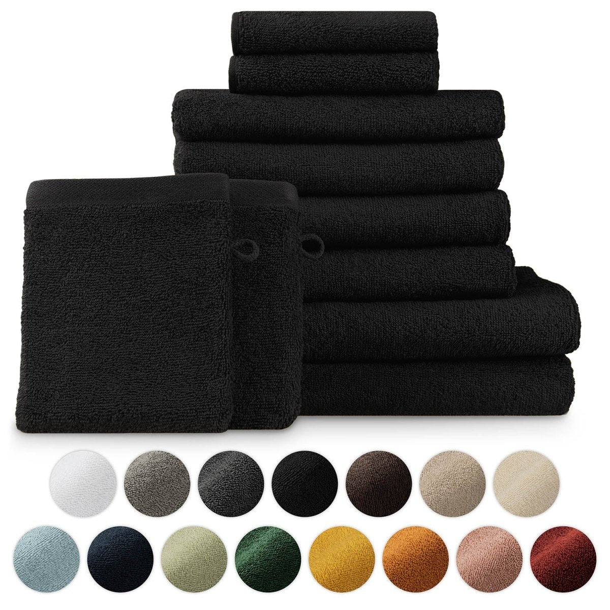 FROTTEE - HANDTUCH Set – 10 - teilig (2 Badetücher, 4 Handtücher, 2 Gästehandtücher, 2 Waschlappen) - 