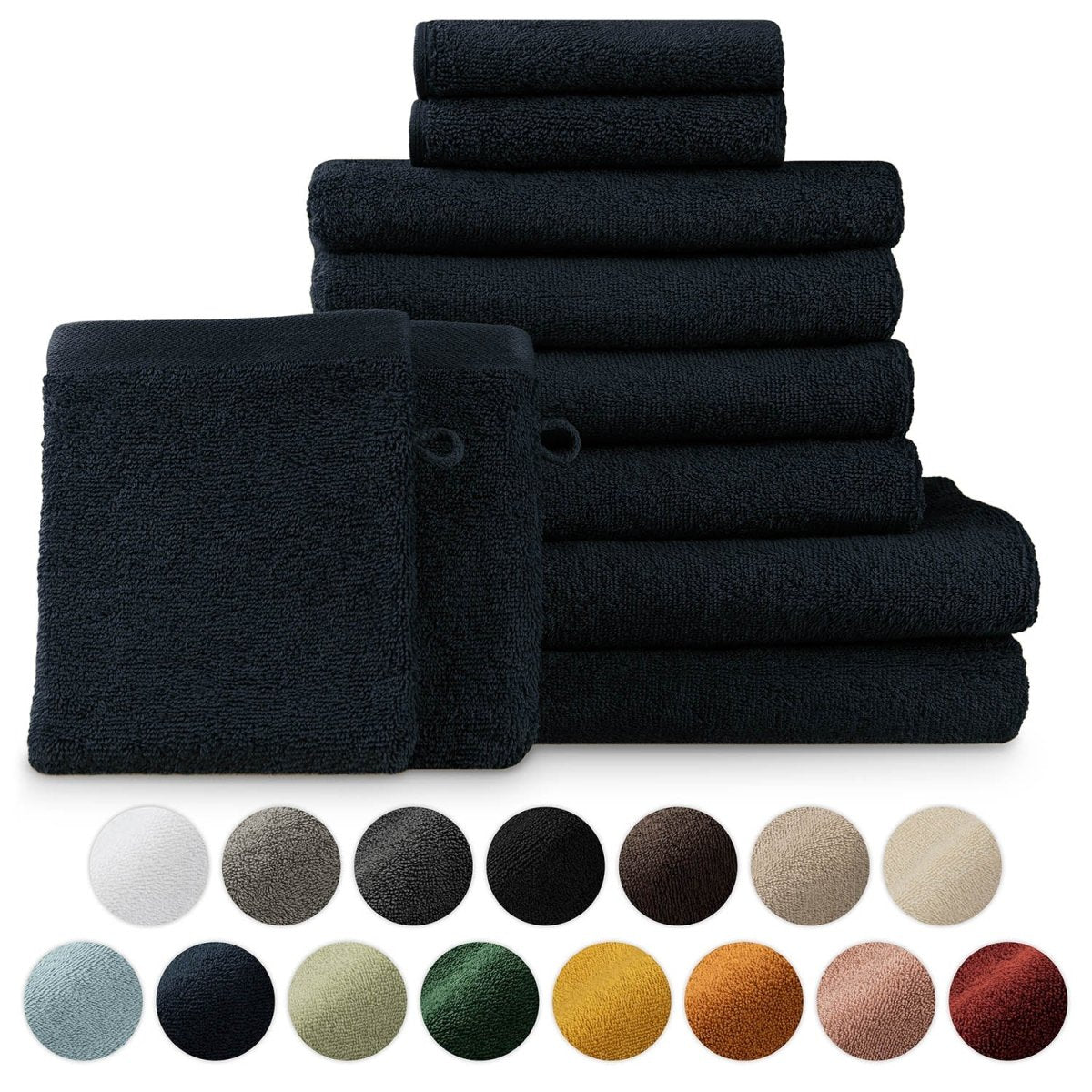 FROTTEE - HANDTUCH Set – 10 - teilig (2 Badetücher, 4 Handtücher, 2 Gästehandtücher, 2 Waschlappen) - 