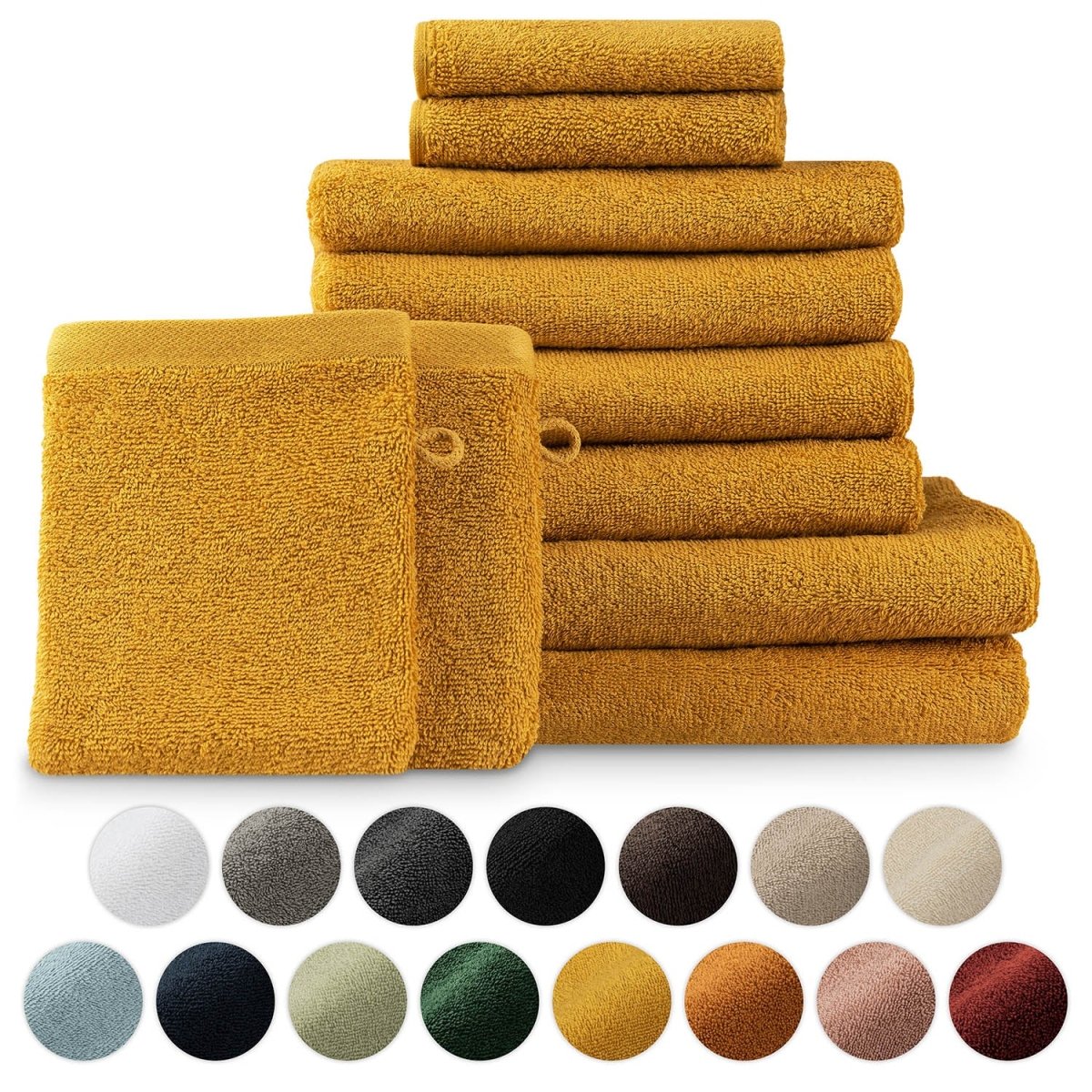 FROTTEE - HANDTUCH Set – 10 - teilig (2 Badetücher, 4 Handtücher, 2 Gästehandtücher, 2 Waschlappen) - 