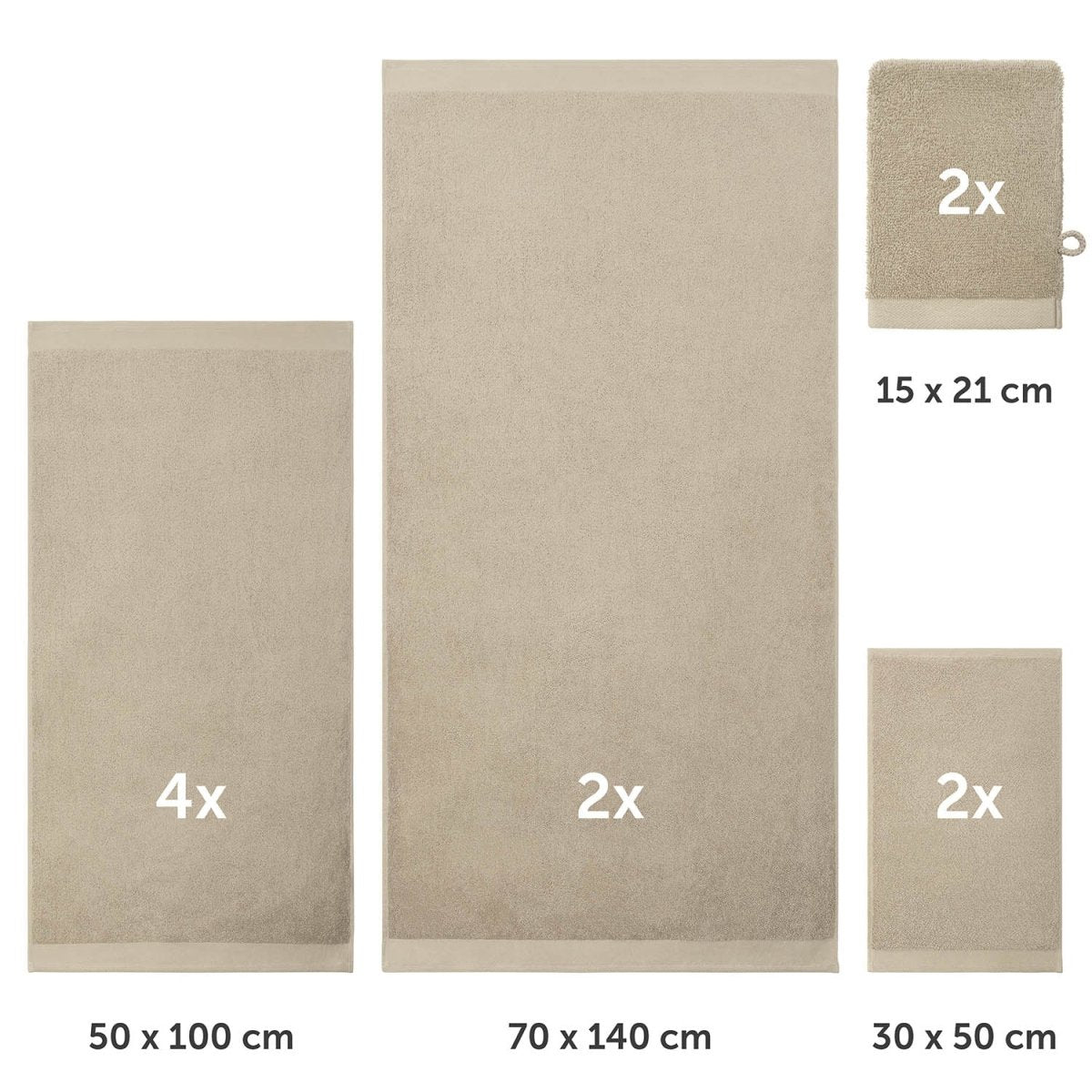 FROTTEE - HANDTUCH Set – 10 - teilig (2 Badetücher, 4 Handtücher, 2 Gästehandtücher, 2 Waschlappen) - 