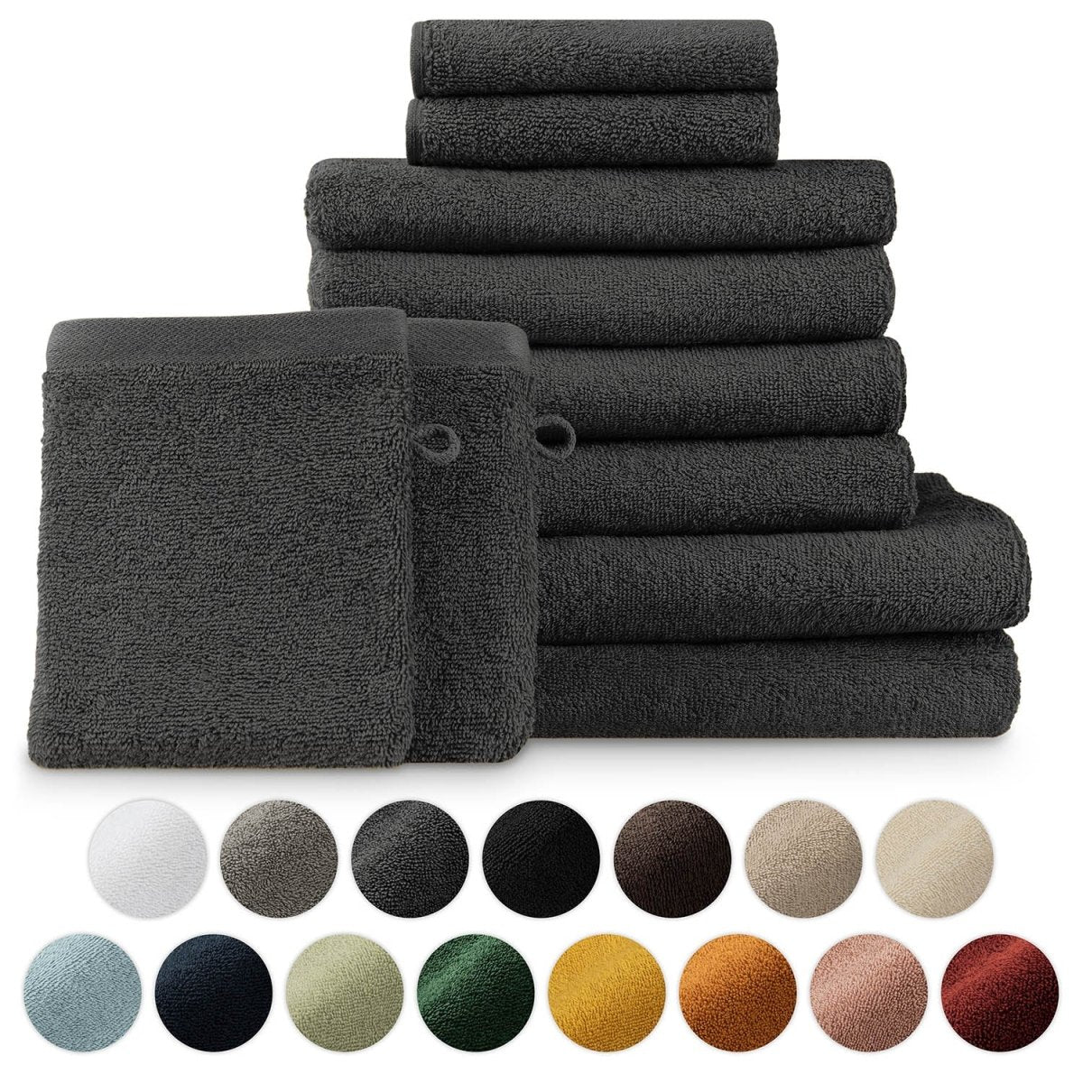 FROTTEE - HANDTUCH Set – 10 - teilig (2 Badetücher, 4 Handtücher, 2 Gästehandtücher, 2 Waschlappen) - 
