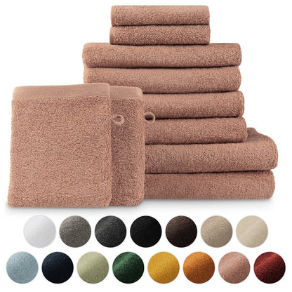 FROTTEE - HANDTUCH Set – 10 - teilig (2 Badetücher, 4 Handtücher, 2 Gästehandtücher, 2 Waschlappen) - 