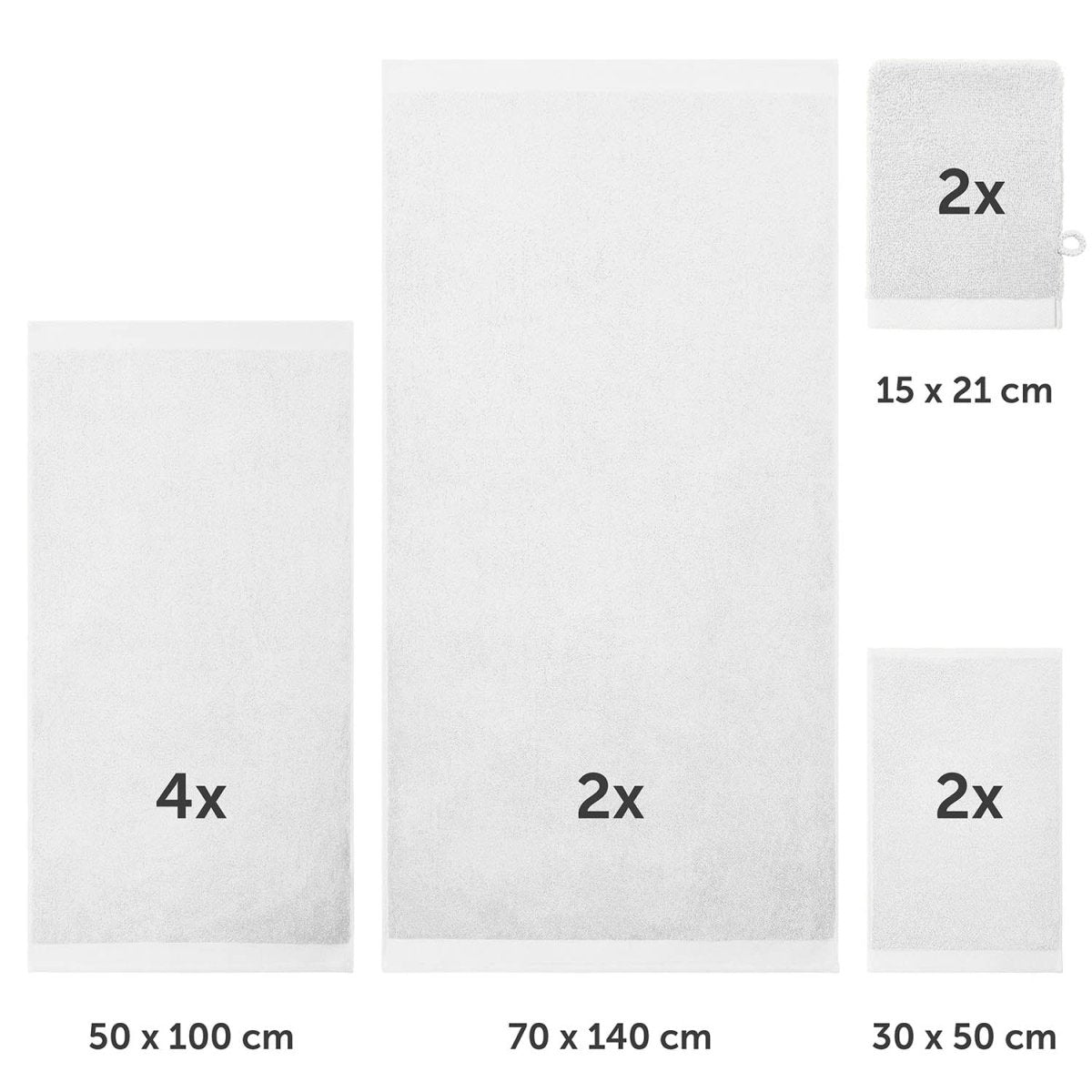 FROTTEE - HANDTUCH Set – 10 - teilig (2 Badetücher, 4 Handtücher, 2 Gästehandtücher, 2 Waschlappen) - 