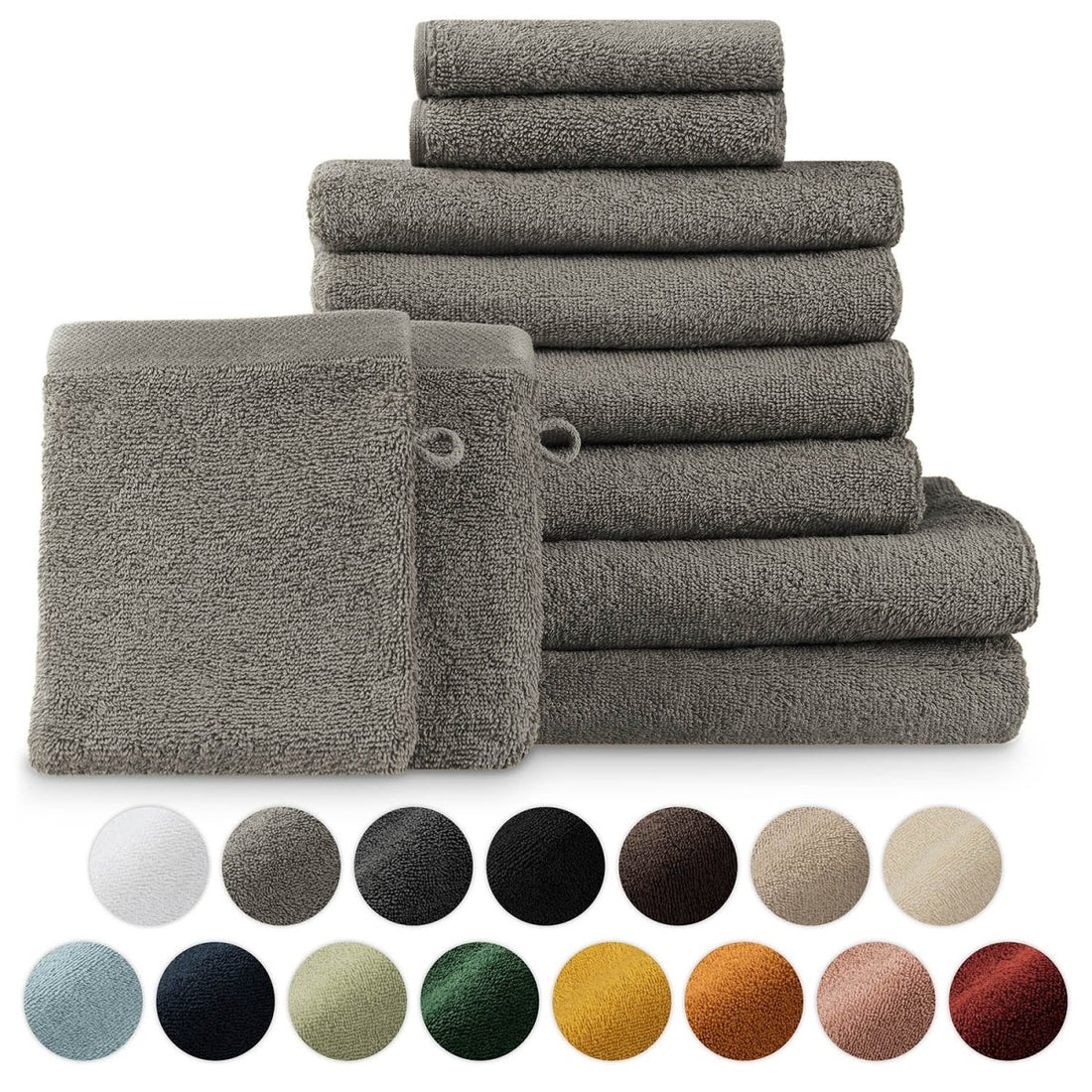 FROTTEE - HANDTUCH Set – 10 - teilig (2 Badetücher, 4 Handtücher, 2 Gästehandtücher, 2 Waschlappen) - 