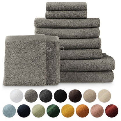 FROTTEE - HANDTUCH Set – 10 - teilig (2 Badetücher, 4 Handtücher, 2 Gästehandtücher, 2 Waschlappen) - 