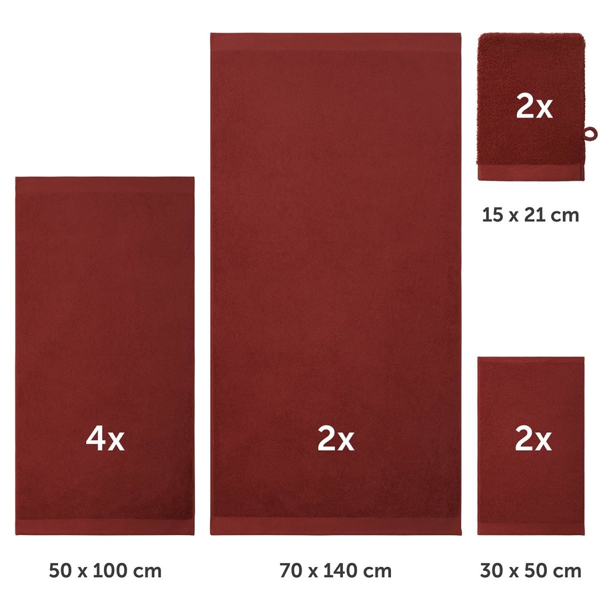 FROTTEE - HANDTUCH Set – 10 - teilig (2 Badetücher, 4 Handtücher, 2 Gästehandtücher, 2 Waschlappen) - 