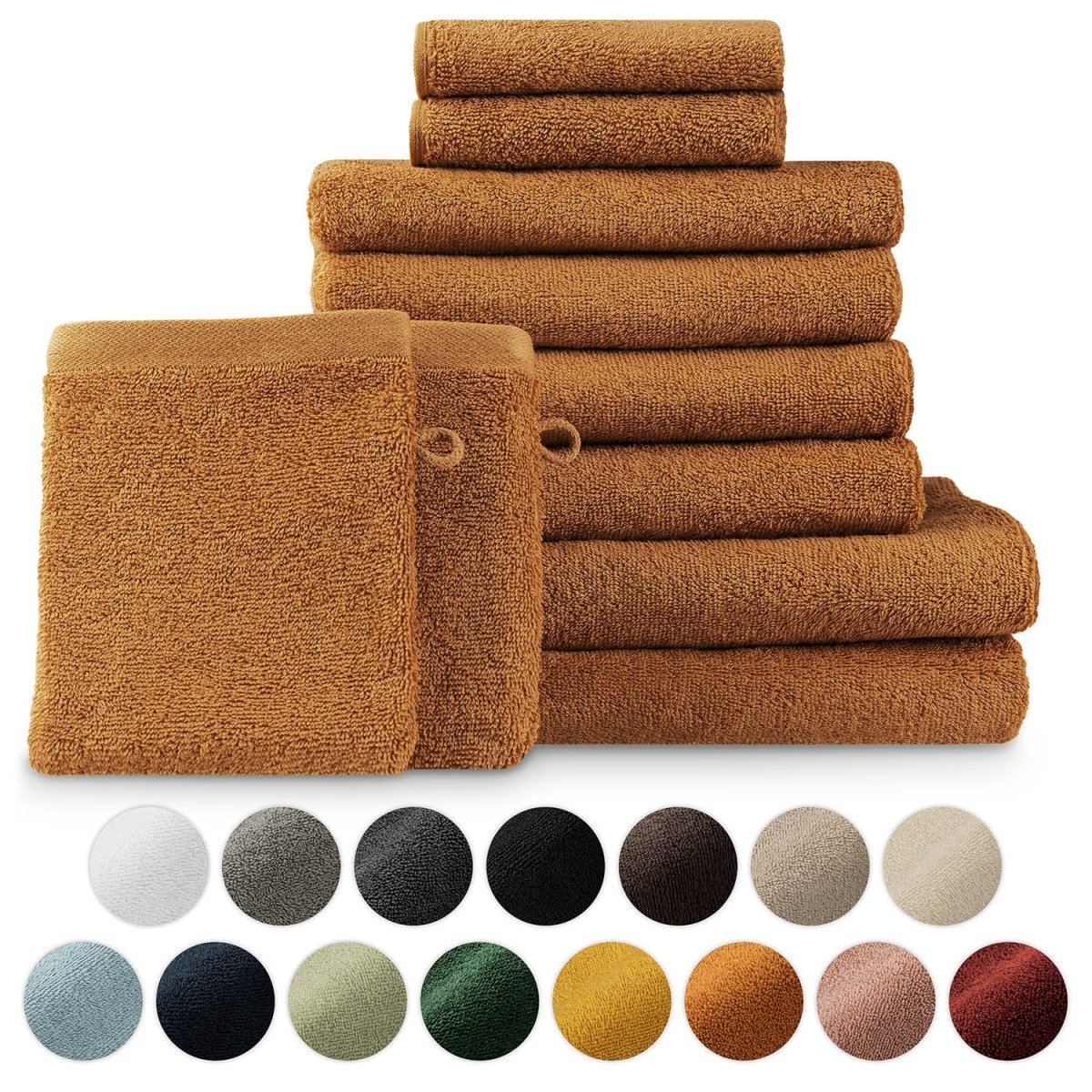 FROTTEE - HANDTUCH Set – 10 - teilig (2 Badetücher, 4 Handtücher, 2 Gästehandtücher, 2 Waschlappen) - 