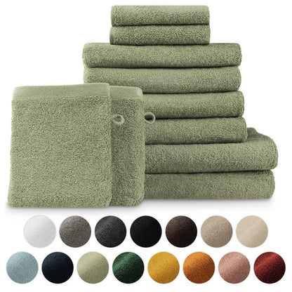 FROTTEE - HANDTUCH Set – 10 - teilig (2 Badetücher, 4 Handtücher, 2 Gästehandtücher, 2 Waschlappen) - 