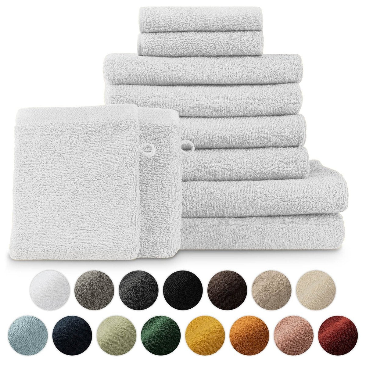 FROTTEE - HANDTUCH Set – 10 - teilig (2 Badetücher, 4 Handtücher, 2 Gästehandtücher, 2 Waschlappen) - 