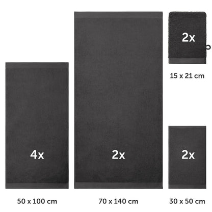 FROTTEE - HANDTUCH Set – 10 - teilig (2 Badetücher, 4 Handtücher, 2 Gästehandtücher, 2 Waschlappen) - 