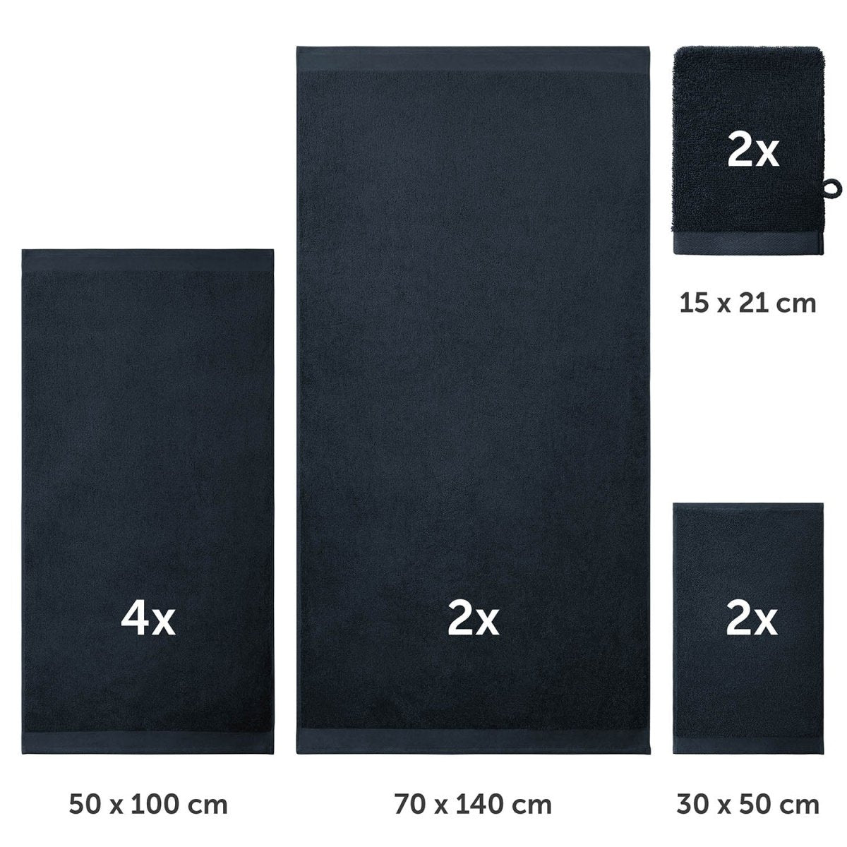 FROTTEE - HANDTUCH Set – 10 - teilig (2 Badetücher, 4 Handtücher, 2 Gästehandtücher, 2 Waschlappen) - 