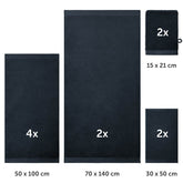 FROTTEE - HANDTUCH Set – 10 - teilig (2 Badetücher, 4 Handtücher, 2 Gästehandtücher, 2 Waschlappen) - 