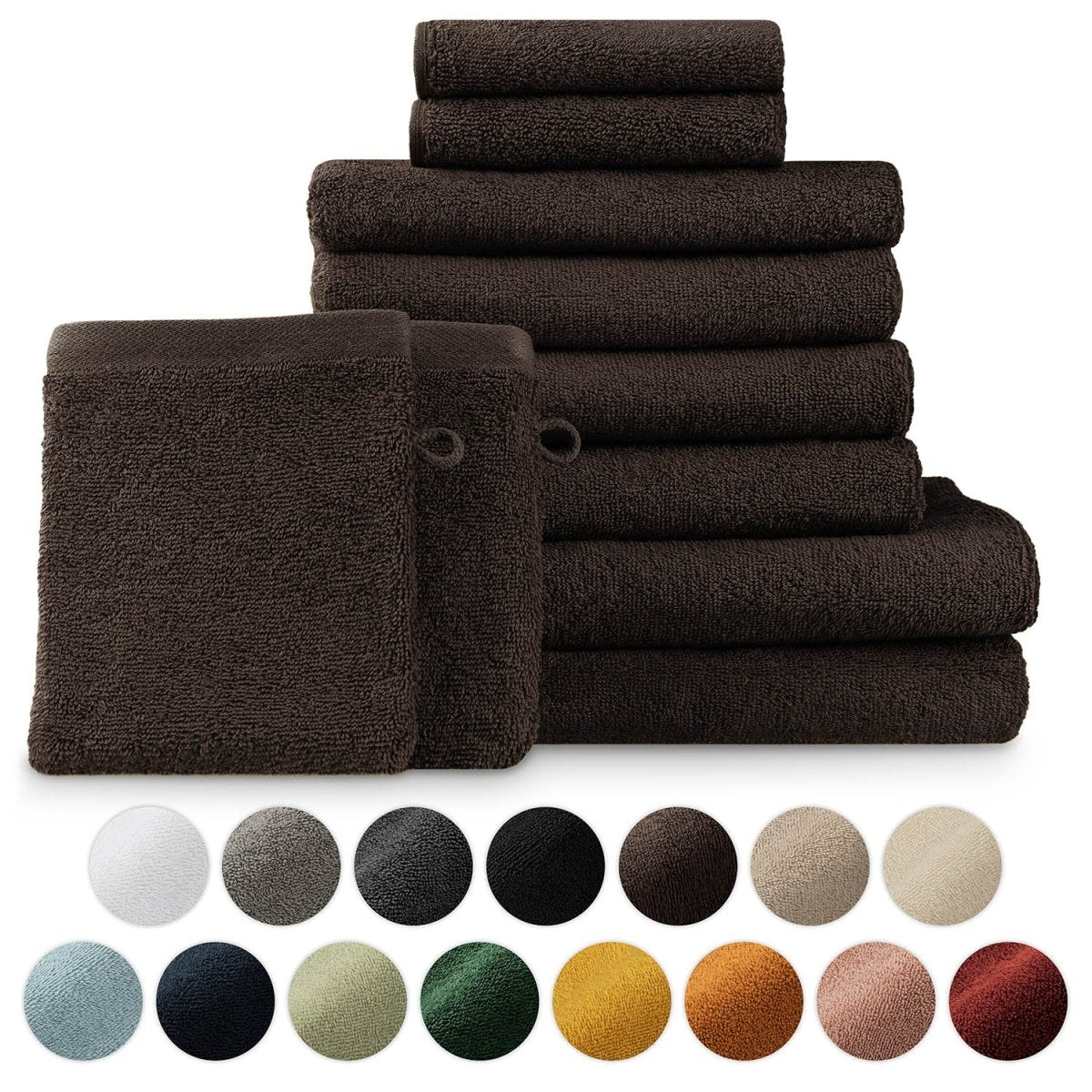 FROTTEE - HANDTUCH Set – 10 - teilig (2 Badetücher, 4 Handtücher, 2 Gästehandtücher, 2 Waschlappen) - 
