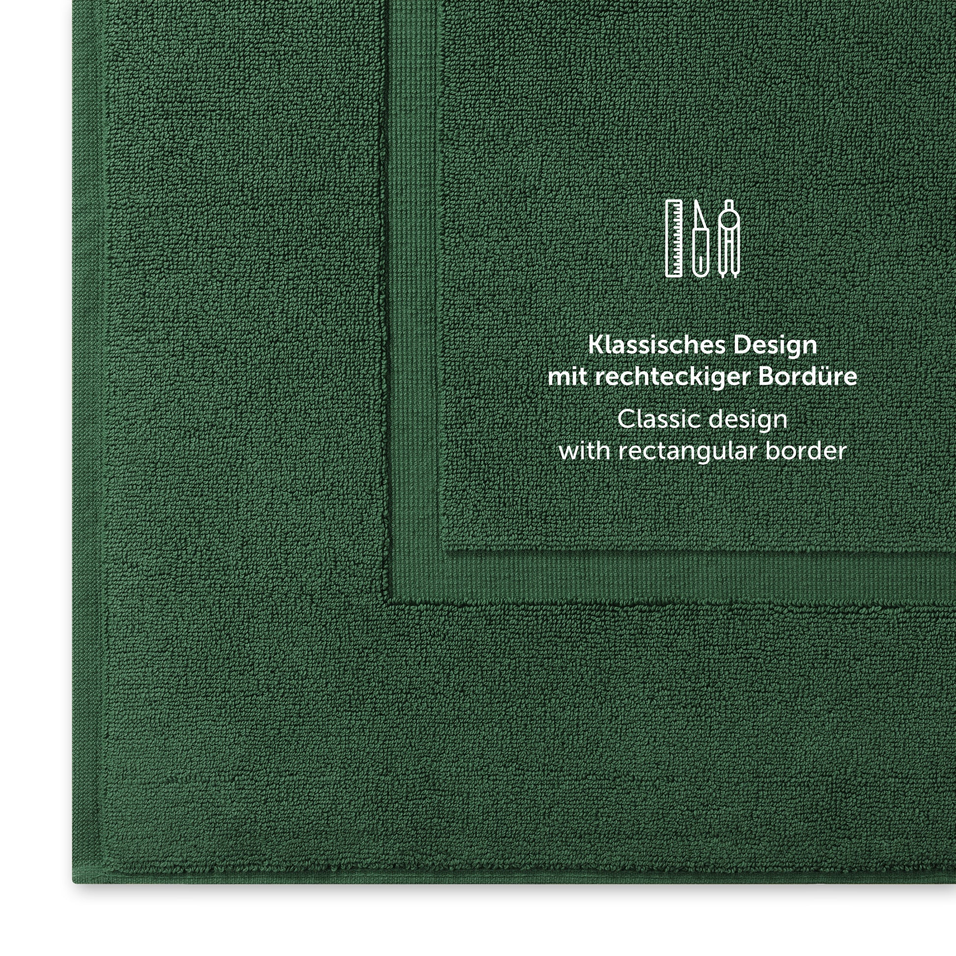 Gruenes Handtuch mit klassischem Design und Bordürendetail.