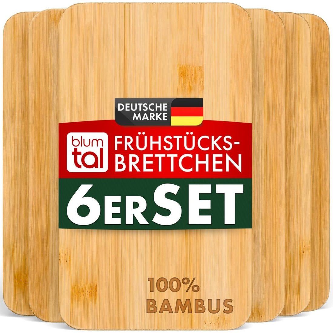 Frühstücksbrettchen 6er Set aus Bambus -