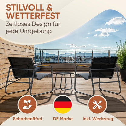 Anthrazit GARTENMÖBEL Groenadal Sessel und Tisch Set-