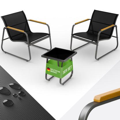 Anthrazit GARTENMÖBEL Groenadal Sessel und Tisch Set-