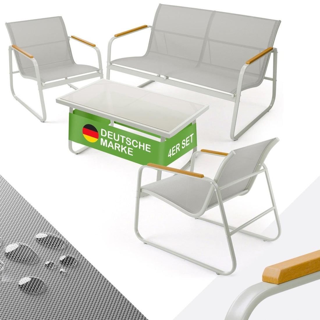 GARTENMÖBEL Groenadal Sitzbank und Sessel mit Tisch - 