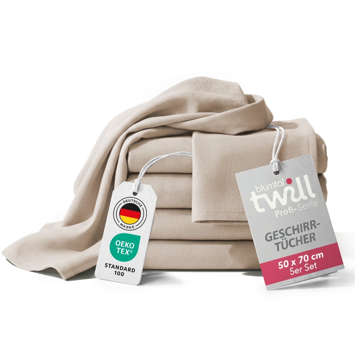 GESCHIRRTÜCHER 5er Set Gersby aus Twill - Gewebe - 100% Baumwolle - 