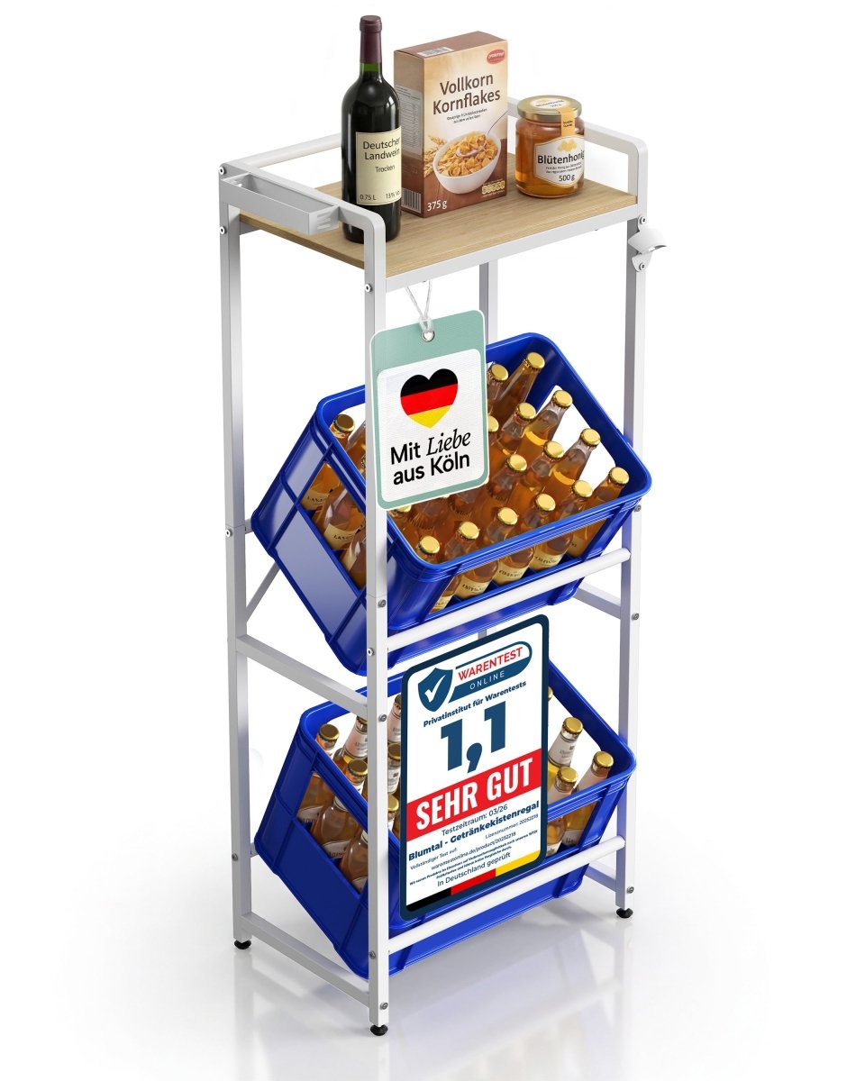 Getränkekistenregal Halldor mit Ablage &amp; Holzoptik - 